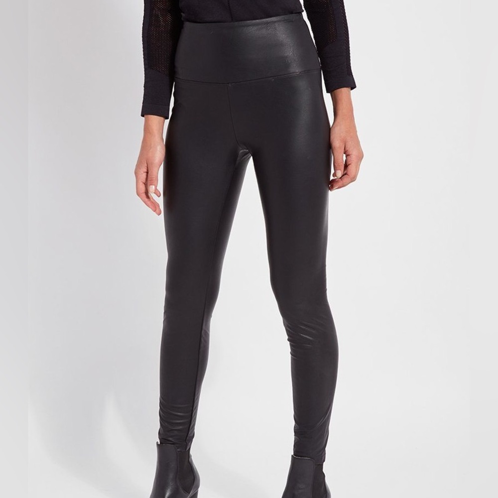 Lysse faux leather black leggings EUC size XS